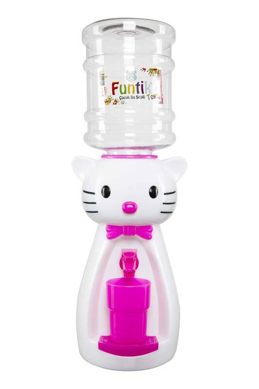 Funtik Kedi Çocuk Su Sebili Beyaz Üzeri Pembe - 1